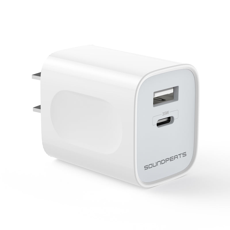 SOUNDPEATS USB C Charger 35W Dual-Port Wall Charger GaN Power Adapter Fast Charging for iPhone 14/14 Pro/14 Pro Max/14 Plus/13/12/11/Android Phones/MacBook Air/iPad Pro/Switch/AirPods UL Certificated