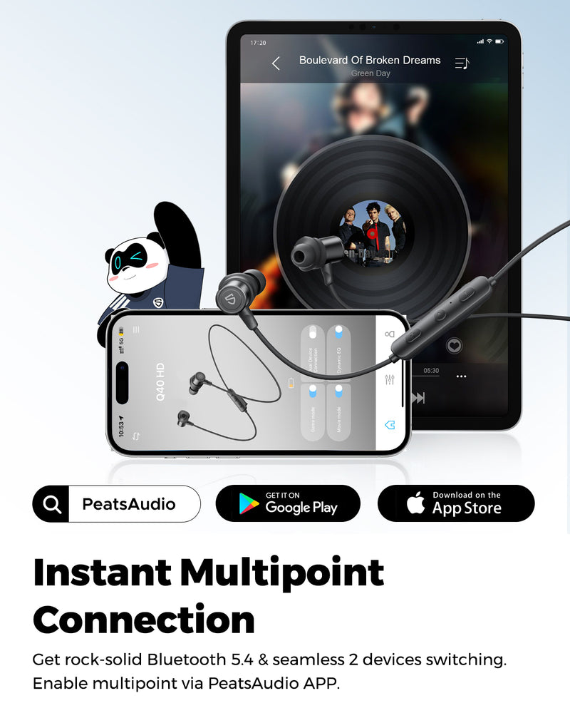 SOUNDPEATS Q40 HD Neckband Sports Bluetooth Earphone